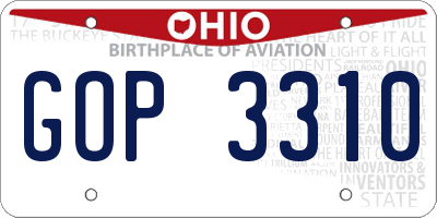 OH license plate GOP3310