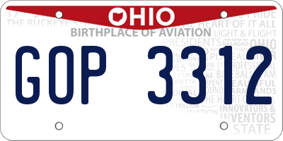 OH license plate GOP3312