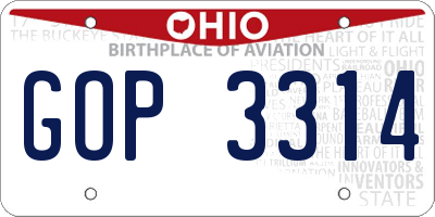 OH license plate GOP3314