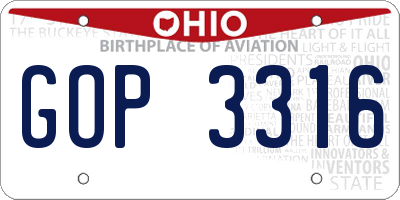 OH license plate GOP3316