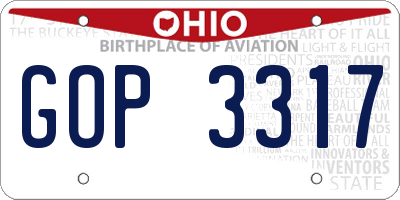 OH license plate GOP3317