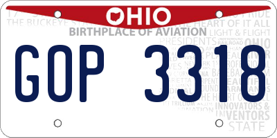 OH license plate GOP3318