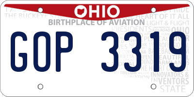 OH license plate GOP3319