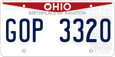 OH license plate GOP3320