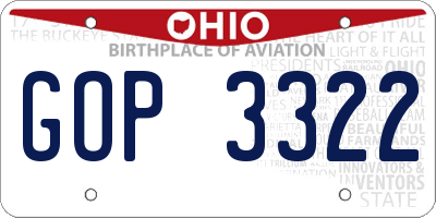 OH license plate GOP3322