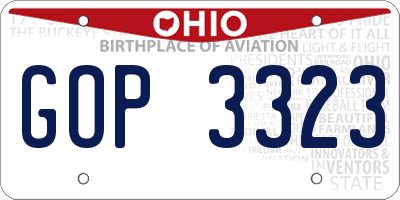 OH license plate GOP3323