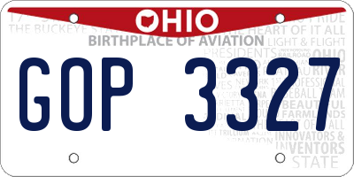 OH license plate GOP3327