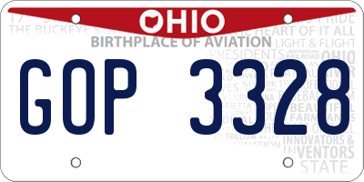 OH license plate GOP3328