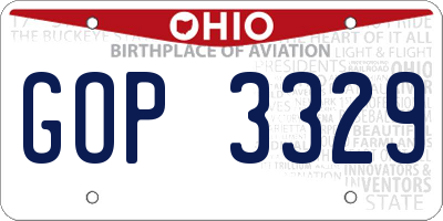 OH license plate GOP3329