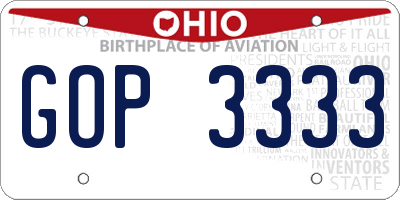 OH license plate GOP3333