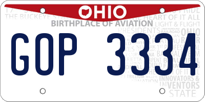 OH license plate GOP3334