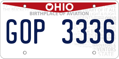 OH license plate GOP3336