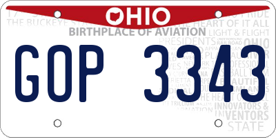 OH license plate GOP3343