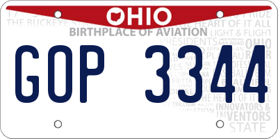 OH license plate GOP3344