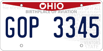 OH license plate GOP3345