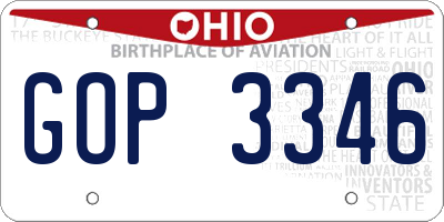 OH license plate GOP3346