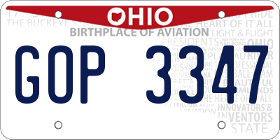 OH license plate GOP3347