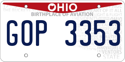 OH license plate GOP3353