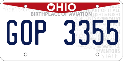 OH license plate GOP3355