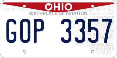OH license plate GOP3357