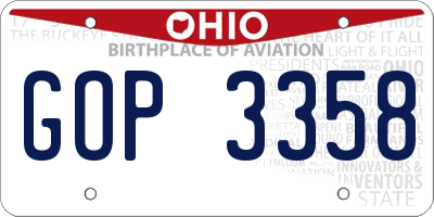 OH license plate GOP3358
