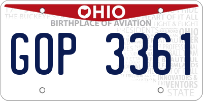 OH license plate GOP3361