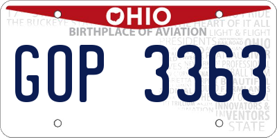 OH license plate GOP3363