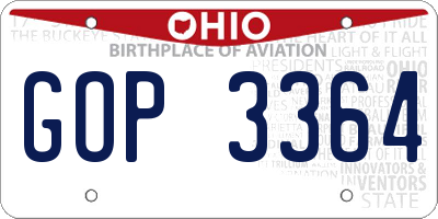OH license plate GOP3364