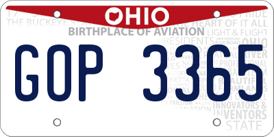 OH license plate GOP3365