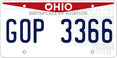 OH license plate GOP3366
