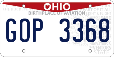 OH license plate GOP3368