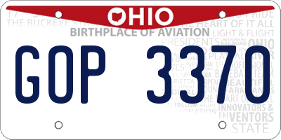 OH license plate GOP3370