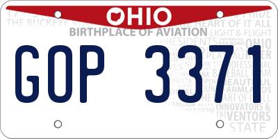OH license plate GOP3371
