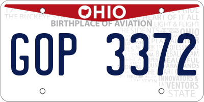 OH license plate GOP3372