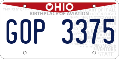OH license plate GOP3375