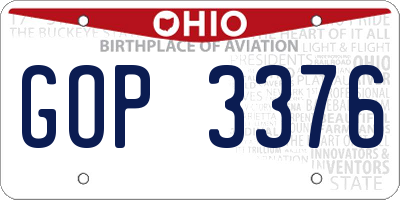 OH license plate GOP3376