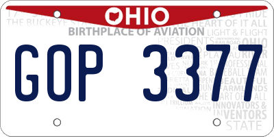 OH license plate GOP3377
