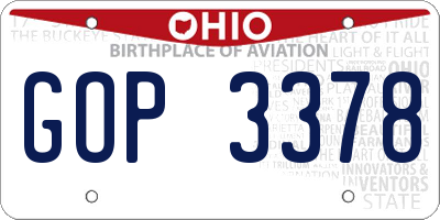 OH license plate GOP3378