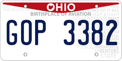 OH license plate GOP3382
