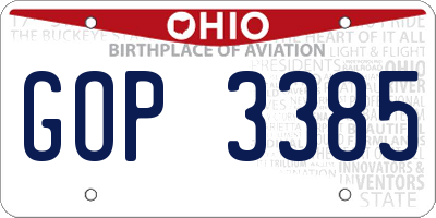 OH license plate GOP3385