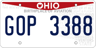 OH license plate GOP3388