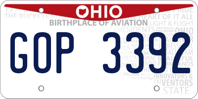 OH license plate GOP3392