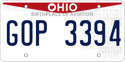 OH license plate GOP3394