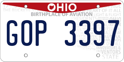 OH license plate GOP3397