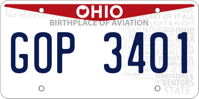 OH license plate GOP3401