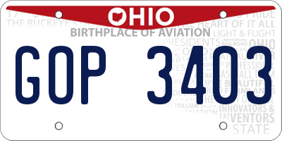 OH license plate GOP3403