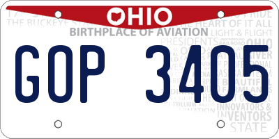 OH license plate GOP3405