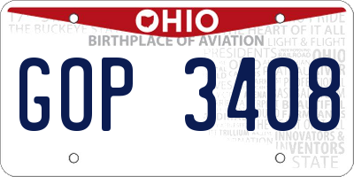 OH license plate GOP3408