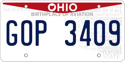 OH license plate GOP3409