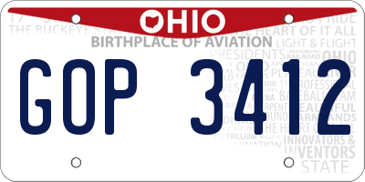 OH license plate GOP3412